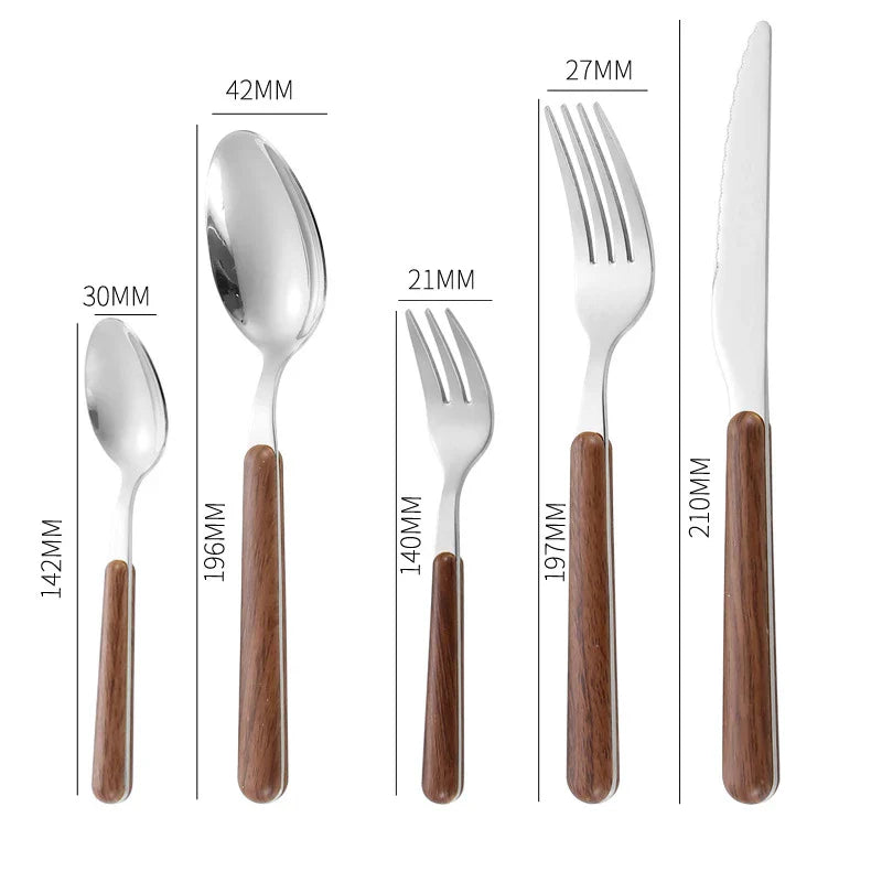 Axyaa Wooden Handle Stainless Steel Cutlery Set