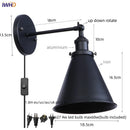 Axyaa Industrial Iron LED Wall Lamp Plug-In Stair Light Fixture