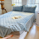 Axyaa Rabbit Velvet Bed Skirt - Simple Solid Color, Double Spell, Autumn and Winter