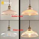 Axyaa Amber Glass Pendant Lights for Living Room, LED E27 Loft Lighting