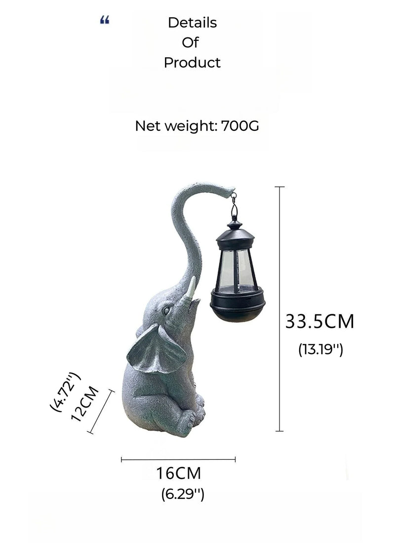 Axyaa Solar Elephant Lawn Lamp: Outdoor Resin Animal Lantern for Garden Decoration
