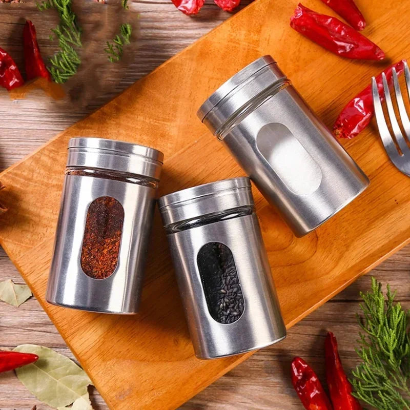 Axyaa Stainless Steel Spice Shaker Seasoning Pot Rotating Kitchen Gadget