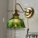 Axyaa Green Glass LED Wall Light with Copper Knob Switch