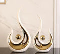 Axyaa Gold Swan Lovers Porcelain Figurines Room Decor Crafts