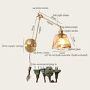 Axyaa Vintage LED Copper Wall Sconce Pull Chain Light for Bathroom, Bedroom, Staircase