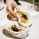 Axyaa White Ceramic Oyster Snack Dish Set