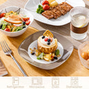 Axyaa White Porcelain Dinnerware Set with Brown Lines - Service for 4/8