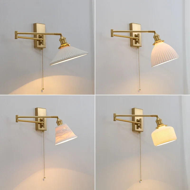 Axyaa Nordic LED Wall Sconce Left Right Rotate Pull Chain Switch Stair Light