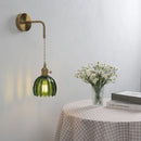 Axyaa Retro Flowers Glass Wall Lamp for Bedroom Study & Bedside, Nordic Modern Style