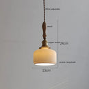 Axyaa Ceramic Wood Copper LED Pendant Light Fixture - Modern Hanging Lamp for Home