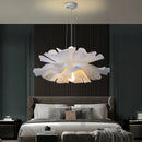 Axyaa Lotus Shape LED Chandeliers Cream Lighting Fixtures for Modern Living Room