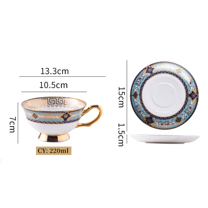 Axya Luxury Bone Tea Set with Saucer, Spoon - Elegant Coffee Cups & Christmas Gift
