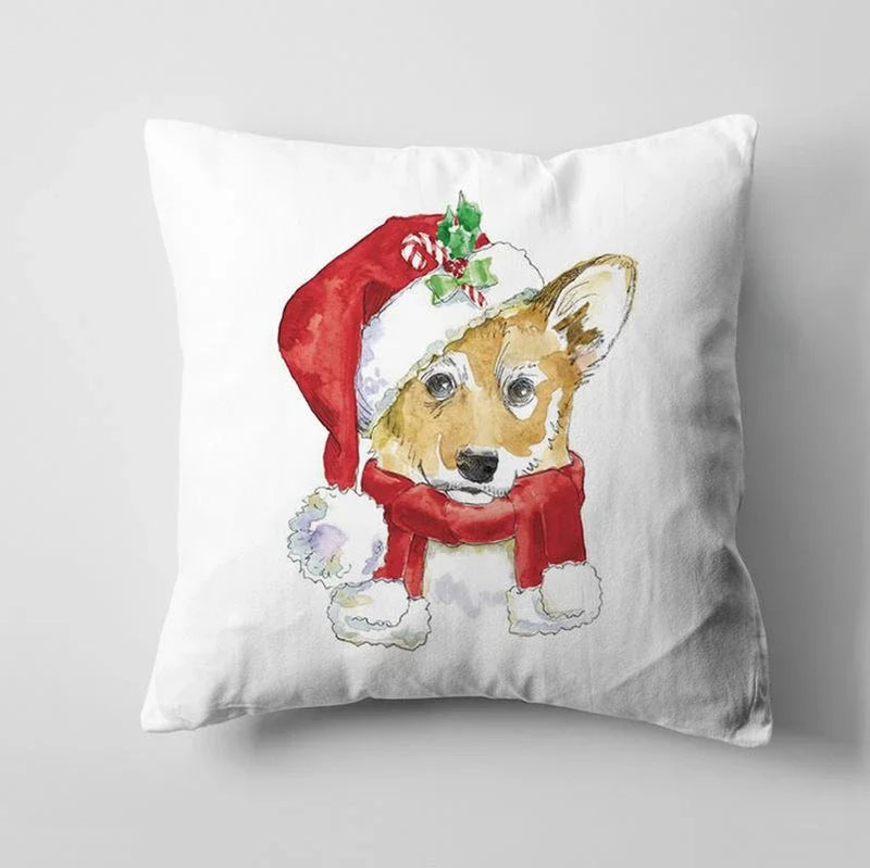 Axyaa Christmas Cute Dog Pillow Cushion Cover