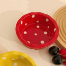 Axyaa Lace Polka Dot Ceramic Fruit Bowl | Cute Korean Style Dessert Dish