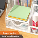 Axyaa Metal Pen Holder Pencil File Storage Rack 7 Grid Office Desk Organizer