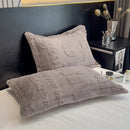 Axyaa Cozy Coral Fleece Velvet Blanket Set with Letter Jacquard - Plush Throw & Pillow Cover