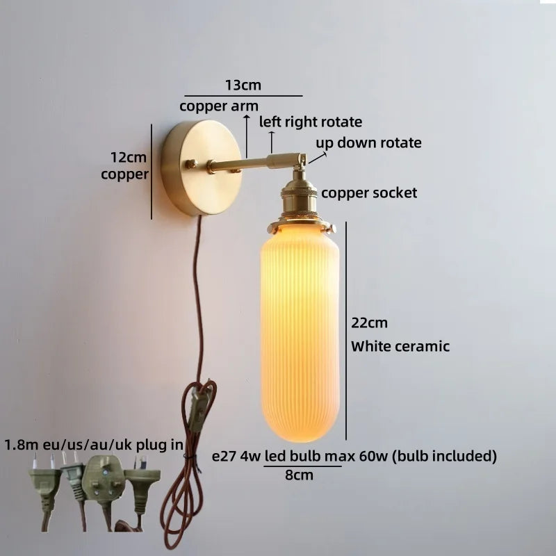 Axyaa Nordic LED Wall Light White Umbrella Style Swing Arm Modern Bedside Lamp