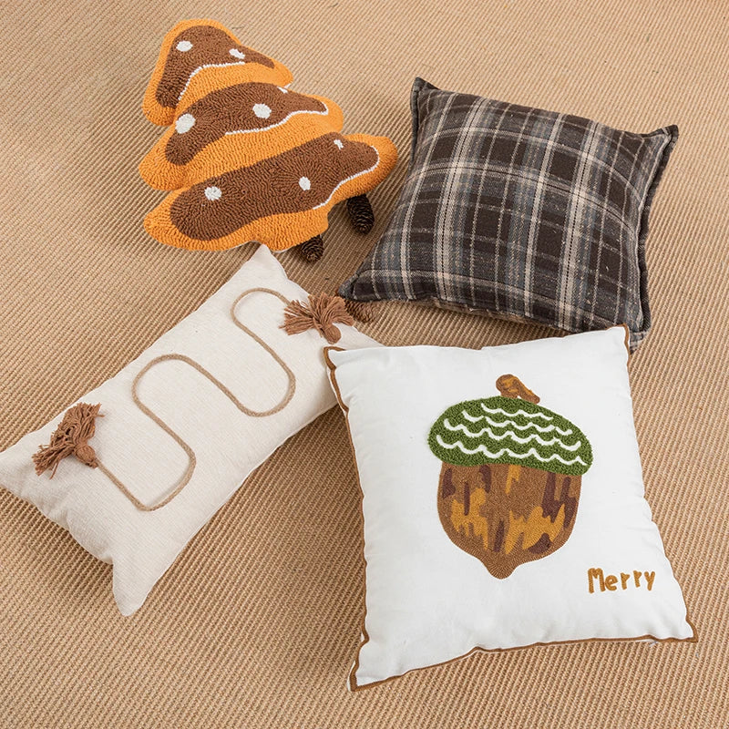 Axyaa Christmas Tree Plaid Cushion Cover in Various Sizes