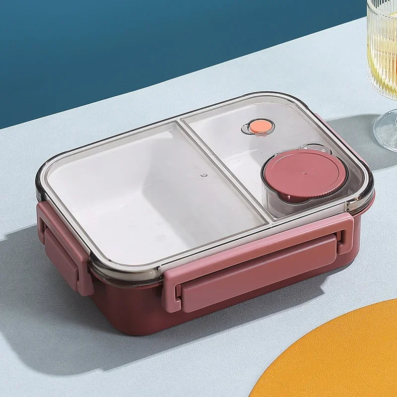 Axyaa 850ml Leakproof Bento Lunch Box with Sauce Box - Portable & Microwavable