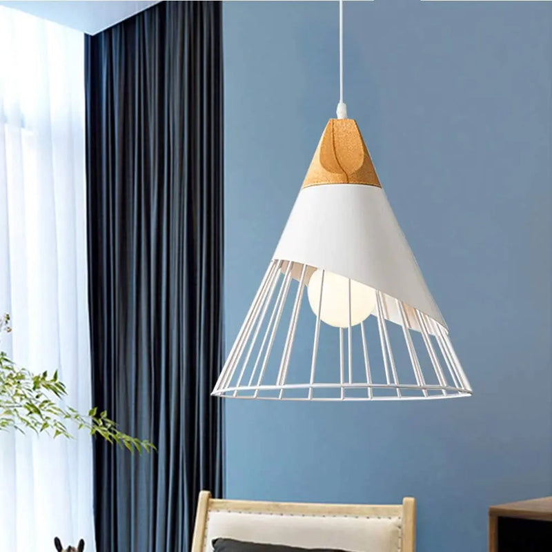 Axya Loft Wood Pendant Light: Modern Nordic Industrial Chandelier for Kitchen Living Room