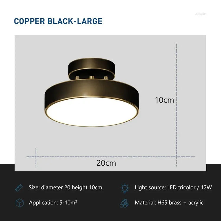 Axyaa Round Copper LED Ceiling Lights for Home Decor, Bedroom, Living Room