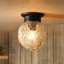 Axyaa Round Glass LED Ceiling Lights Vintage Fixtures for Kitchen Hallway Balcony