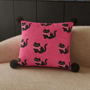 Axyaa Red New Year Kitten Pillow Cover for Living Room Sofa, Car Seat Cushion