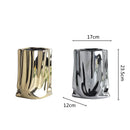 Axyaa Silver Ruffled Flower Vase Porcelain Arrangement Decoration Terrarium Home Décor