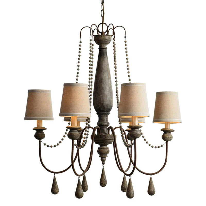 Axyaa Retro Princess Chandelier: Wood Pendant Light for Living, Bedroom, Dining Room