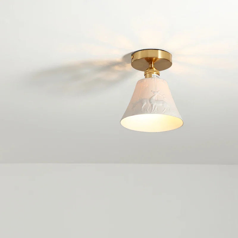 Axyaa Modern Ceramic LED Ceiling Lamp White for Porch & Balcony