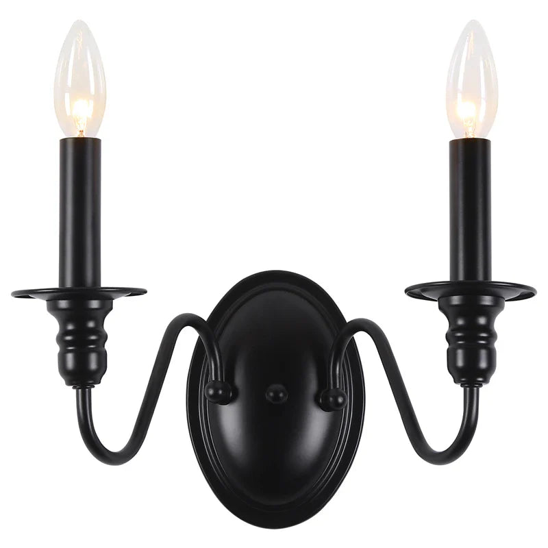 Axyaa Retro Industrial Black Iron Wall Lamp - E14 Candle Light for Bedroom, Kitchen, Bar