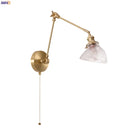 Axyaa Vintage LED Wall Lamp Swing Long Arm Loft Glass Copper Light for Bedroom