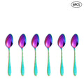 Axyaa 24pc Colorful Stainless Steel Tableware Set for Family & Restaurant