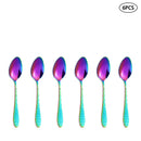 Axyaa 24pc Colorful Stainless Steel Tableware Set for Family & Restaurant