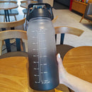 Axyaa Large Capacity Sports Water Bottle with Straw - Portable Frosted Plastic Space Cup