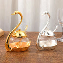 Axyaa Swan Sugar Cup & Seasoning Bottle Set - Elegant Zinc Alloy Glass Kitchen Decor