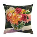 Axyaa Bouquet Cushion Cover 45*45cm - Stylish Art Flowers Flax Pillow