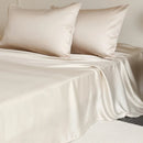 Axyaa Mulberry Silk Luxury Bed Sheet Set - 4/6pcs Bedroom Bedding King Queen Double Single