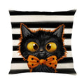 Axyaa Halloween Linen Pillowcase Set, Ghost & Witch Print Throw Pillow Cover