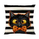 Axyaa Halloween Linen Pillowcase Set, Ghost & Witch Print Throw Pillow Cover