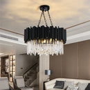 Axyaa Luxury LED Crystal Chandelier for Living & Dining Room - Black Tube Design