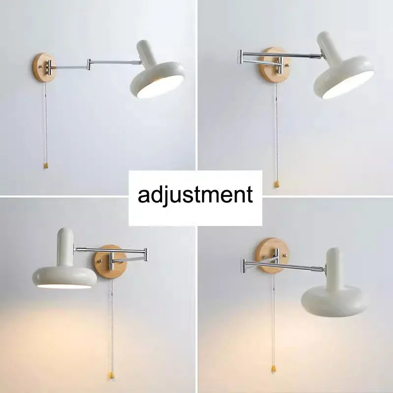 Axyaa Cream Wind Rocker Arm Wall Lamp | Vintage Telescopic Reading Lamp