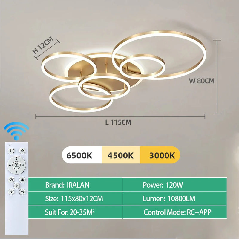 Axyaa Round Circle Ring Chandelier Ceiling Lamp for Home Decor Lighting in Living Bedroom