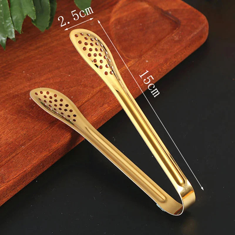 Axyaa Stainless Steel Smart Grill Tongs Gold/Silver Meat Clip for BBQ Cooking