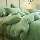 Axyaa Solid Flannel Bedding Set, Reversible Fleece Duvet Cover and Cozy Sheet with Pillowcases