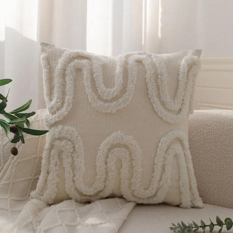 Axyaa Chenille Tufted Cushion Cover - Nordic Style Decorative Throw Pillow Cover