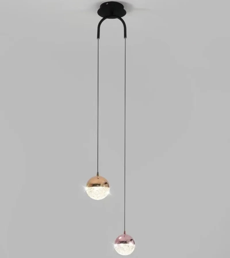 Axyaa Double Head Glass Ball Pendant Chandelier - Modern LED Lighting for Bedroom, Bathroom & Hotel