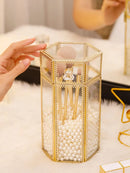 Axyaa Glass Makeup Brush Holder & Organizer: Cosmetic Desk Container for Lipstick, Eyebrow Pencil