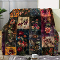 Axyaa Cozy Vintage Floral Flannel Throw Blanket - Soft & Warm for Home, Office, Travel