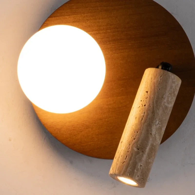 Axyaa Wood Glass LED Wall Sconce - Nordic Modern Stair Lights for Bedroom & Bathroom